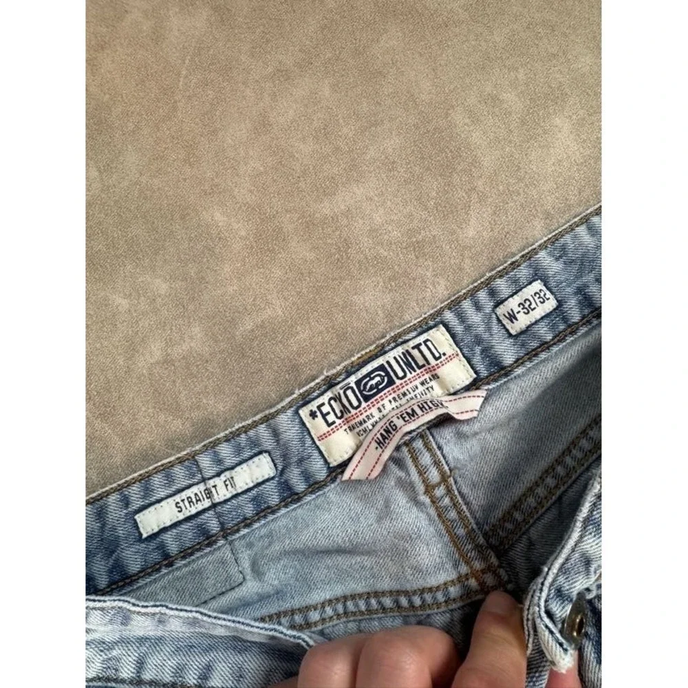 Ecko Unltd Hang Em High‎ Straight Fit Mens Y2K Light Denim Jeans Distress 32x32
